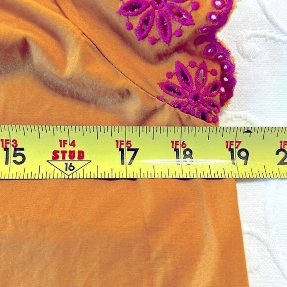 J. Crew Boho Orange & Pink Embroidered Flutter Sleeve‎ Camisole Top Small